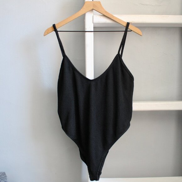 Good American Always Fits Textured One-Piece Swimsuit Black Size 5/6 2XL-3XL - Picture 2 of 9